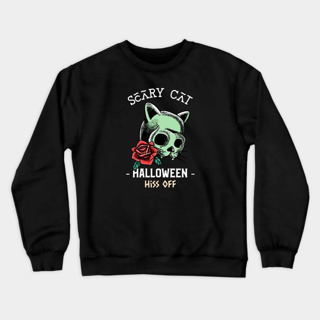 Skull cat Crewneck Sweatshirt by Butterfly Lane